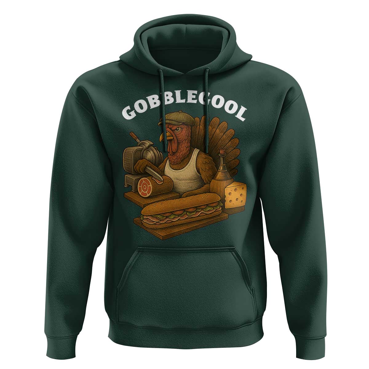Gobblegool Funny Thanksgiving Hoodie Italian Turkey Deli Humor Sub Sandwich - Wonder Print Shop
