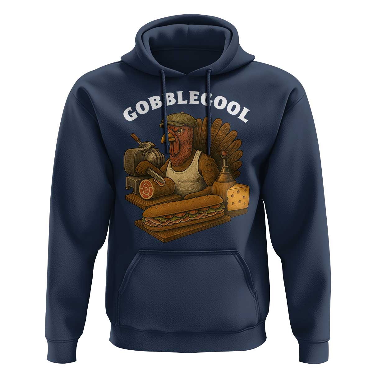 Gobblegool Funny Thanksgiving Hoodie Italian Turkey Deli Humor Sub Sandwich - Wonder Print Shop