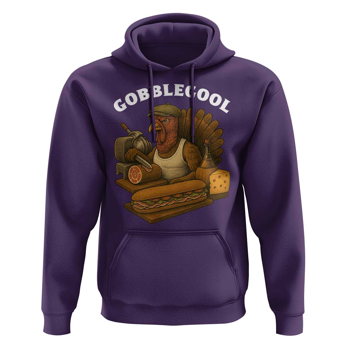 Gobblegool Funny Thanksgiving Hoodie Italian Turkey Deli Humor Sub Sandwich - Wonder Print Shop