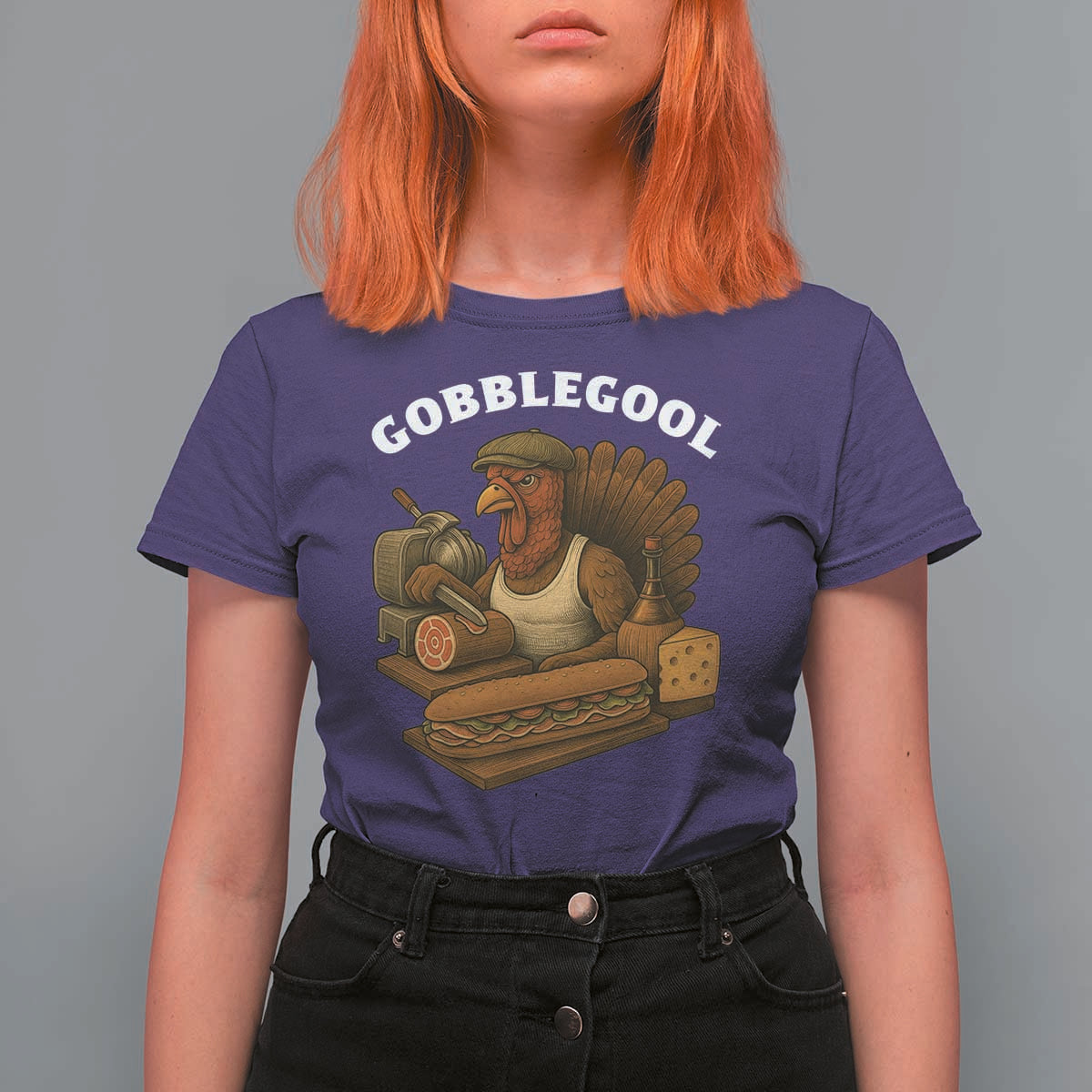 Gobblegool Funny Thanksgiving T Shirt For Women Italian Turkey Deli Humor Sub Sandwich - Wonder Print Shop