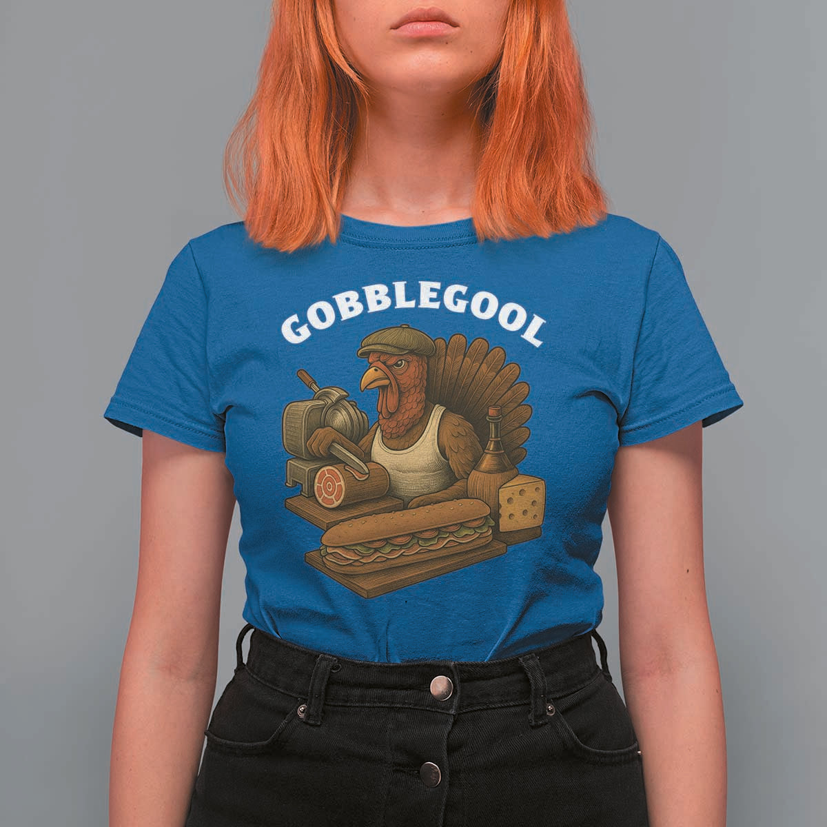 Gobblegool Funny Thanksgiving T Shirt For Women Italian Turkey Deli Humor Sub Sandwich - Wonder Print Shop