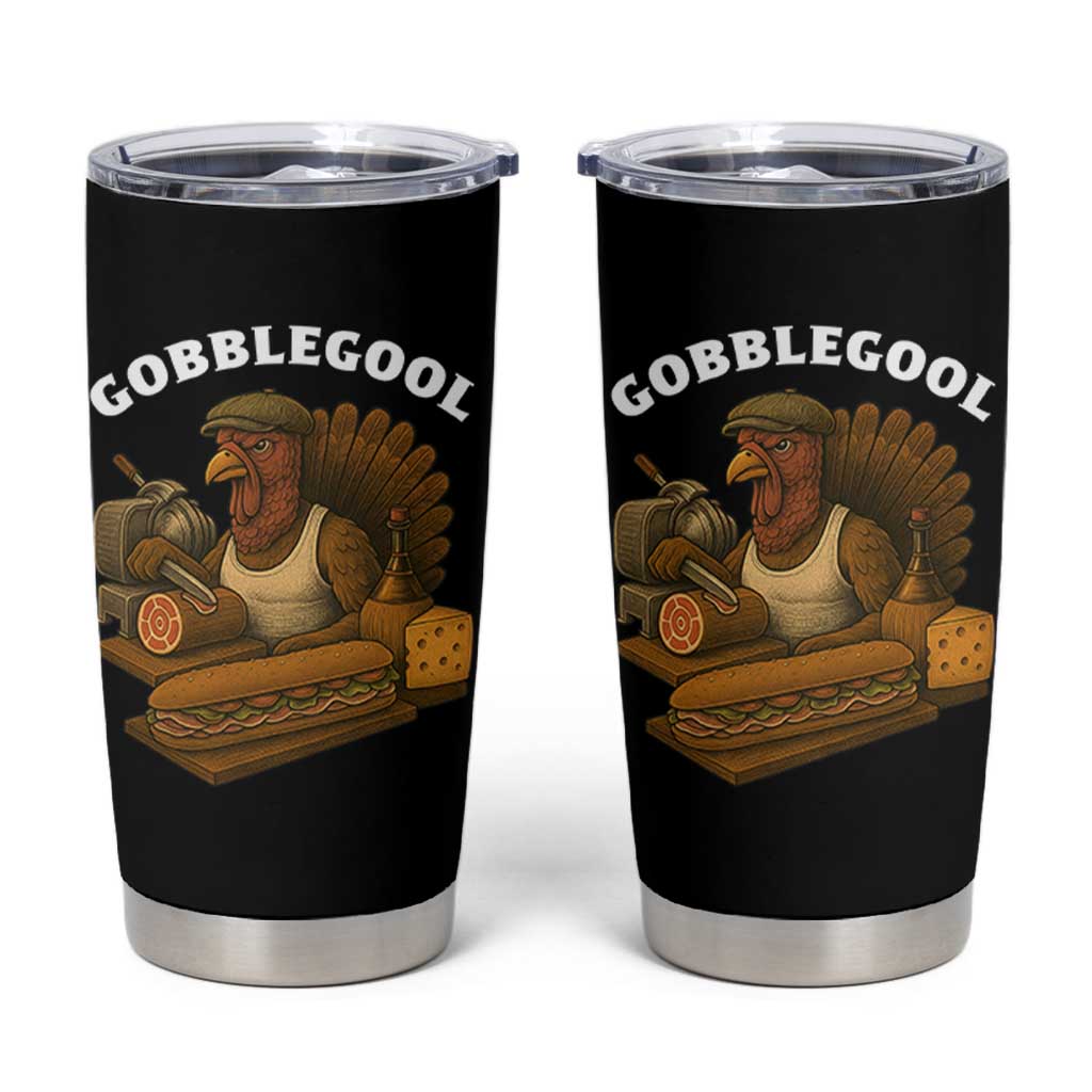 Gobblegool Funny Thanksgiving Tumbler Cup Italian Turkey Deli Humor Sub Sandwich - Wonder Print Shop