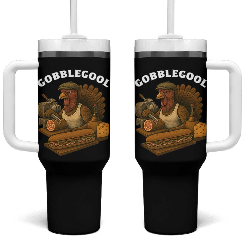 Gobblegool Funny Thanksgiving Tumbler With Handle Italian Turkey Deli Humor Sub Sandwich - Wonder Print Shop