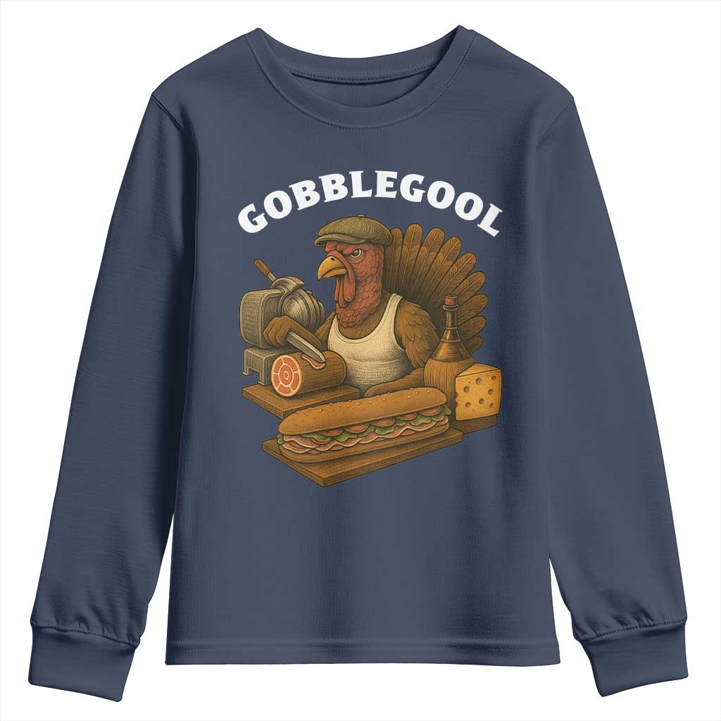Gobblegool Funny Thanksgiving Youth Sweatshirt Italian Turkey Deli Humor Sub Sandwich - Wonder Print Shop