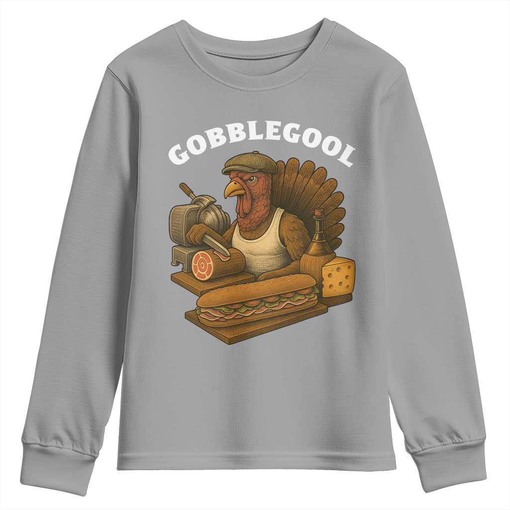 Gobblegool Funny Thanksgiving Youth Sweatshirt Italian Turkey Deli Humor Sub Sandwich - Wonder Print Shop