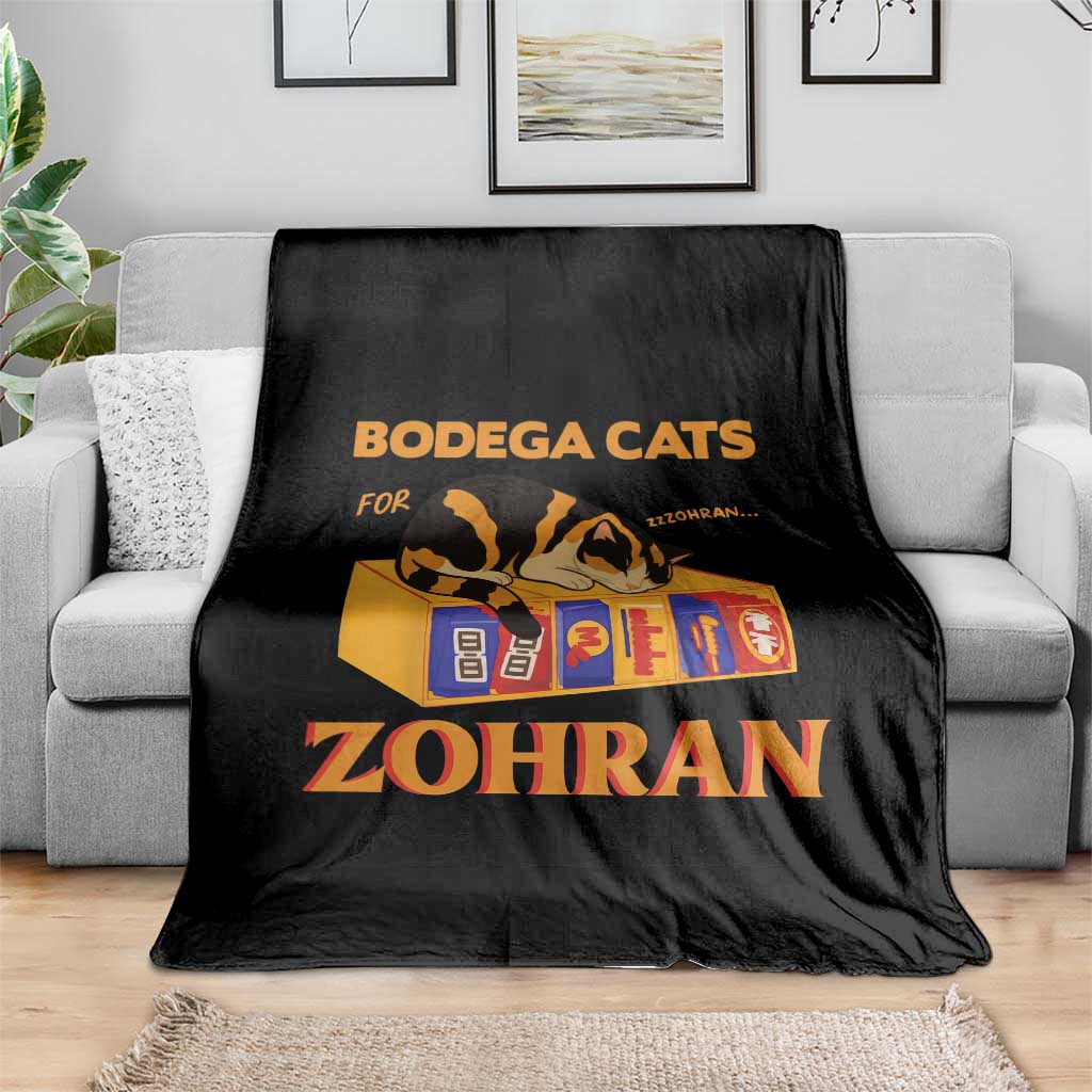 Bodega Cats for Zohran Throw Blanket New York Mamdani Supporter Mayor Cute Cat - Wonder Print Shop