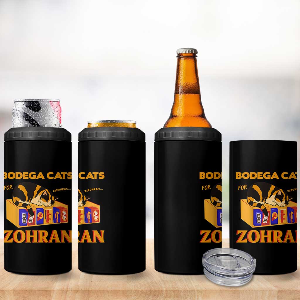 Bodega Cats for Zohran 4 in 1 Can Cooler Tumbler New York Mamdani Supporter Mayor Cute Cat - Wonder Print Shop