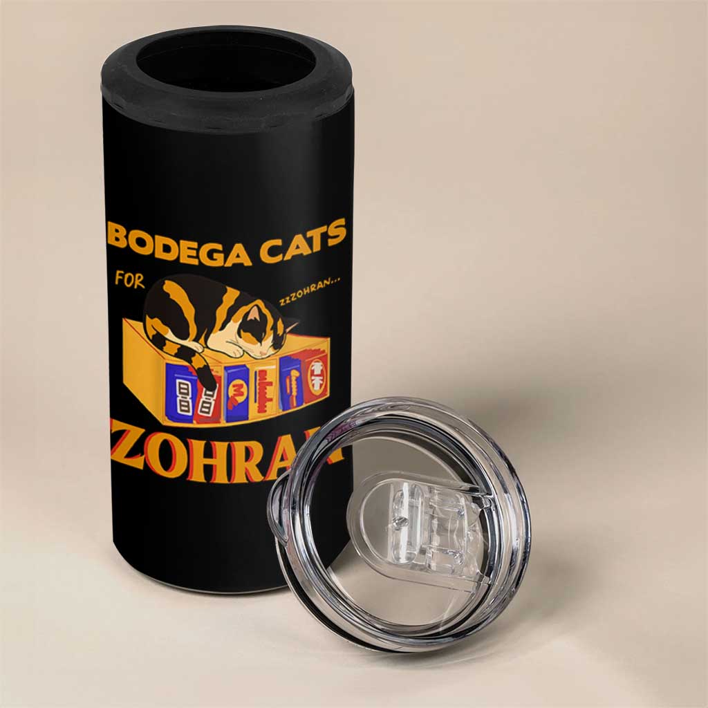 Bodega Cats for Zohran 4 in 1 Can Cooler Tumbler New York Mamdani Supporter Mayor Cute Cat - Wonder Print Shop