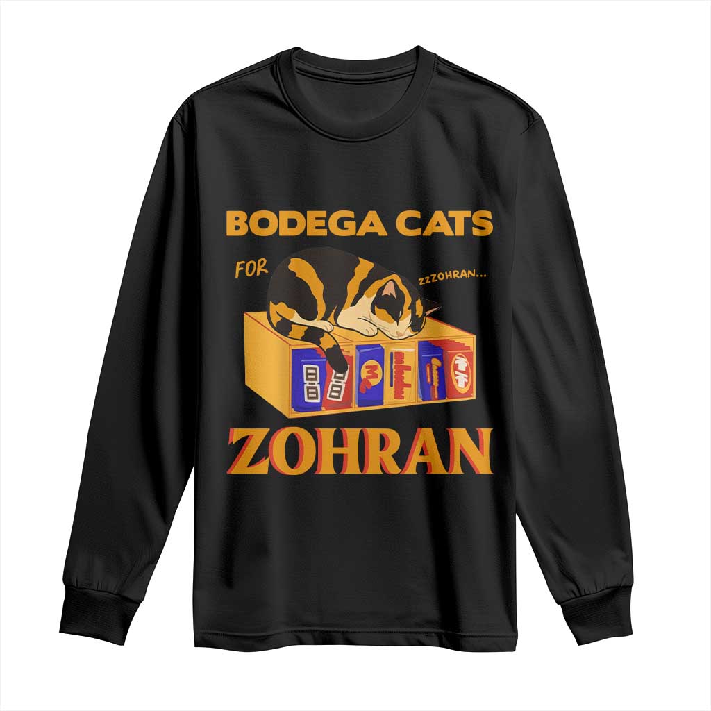Bodega Cats for Zohran Long Sleeve Shirt New York Mamdani Supporter Mayor Cute Cat - Wonder Print Shop