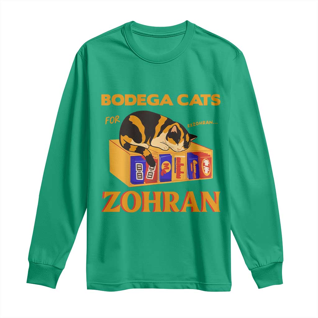 Bodega Cats for Zohran Long Sleeve Shirt New York Mamdani Supporter Mayor Cute Cat - Wonder Print Shop