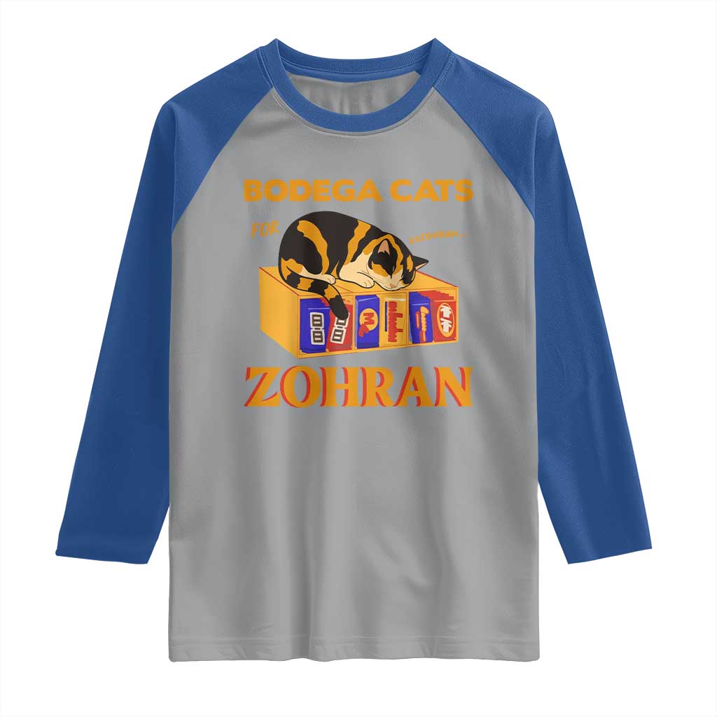 Bodega Cats for Zohran Raglan Shirt New York Mamdani Supporter Mayor Cute Cat - Wonder Print Shop