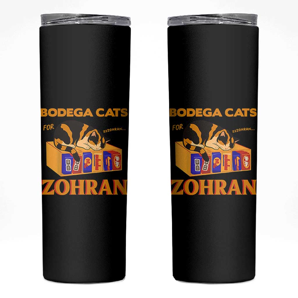 Bodega Cats for Zohran Skinny Tumbler New York Mamdani Supporter Mayor Cute Cat - Wonder Print Shop