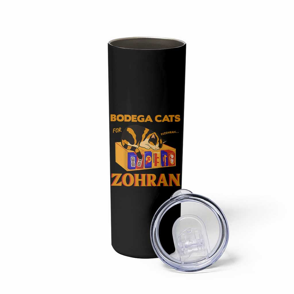 Bodega Cats for Zohran Skinny Tumbler New York Mamdani Supporter Mayor Cute Cat - Wonder Print Shop