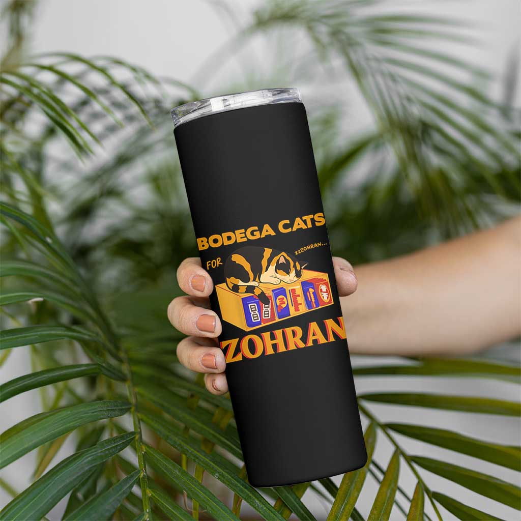 Bodega Cats for Zohran Skinny Tumbler New York Mamdani Supporter Mayor Cute Cat - Wonder Print Shop