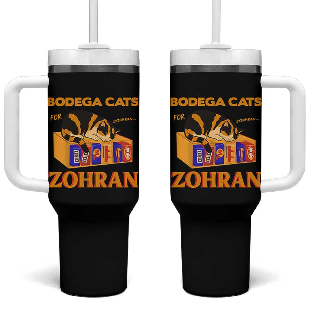 Bodega Cats for Zohran Tumbler With Handle New York Mamdani Supporter Mayor Cute Cat - Wonder Print Shop