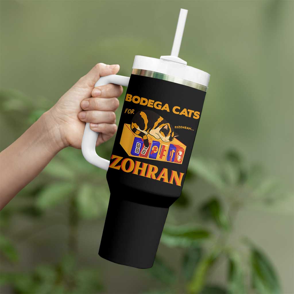 Bodega Cats for Zohran Tumbler With Handle New York Mamdani Supporter Mayor Cute Cat - Wonder Print Shop
