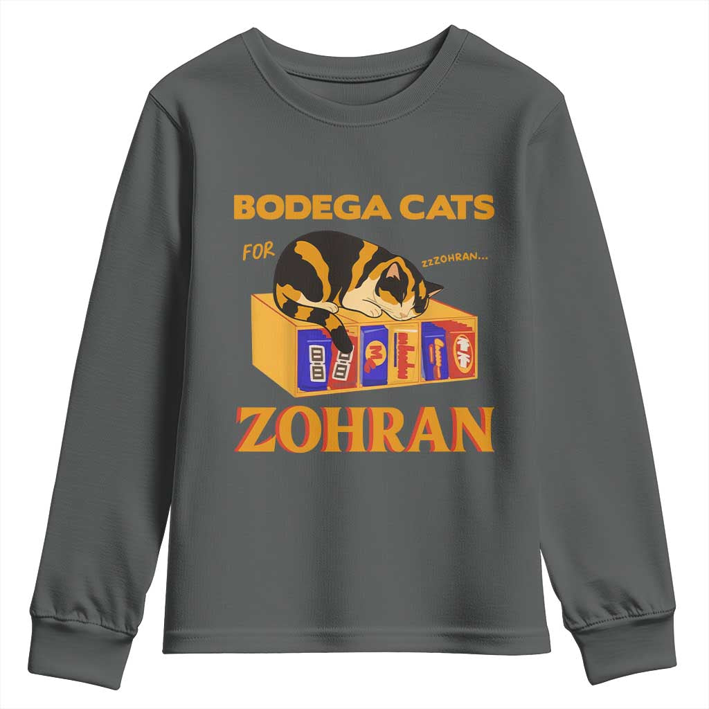 Bodega Cats for Zohran Youth Sweatshirt New York Mamdani Supporter Mayor Cute Cat - Wonder Print Shop