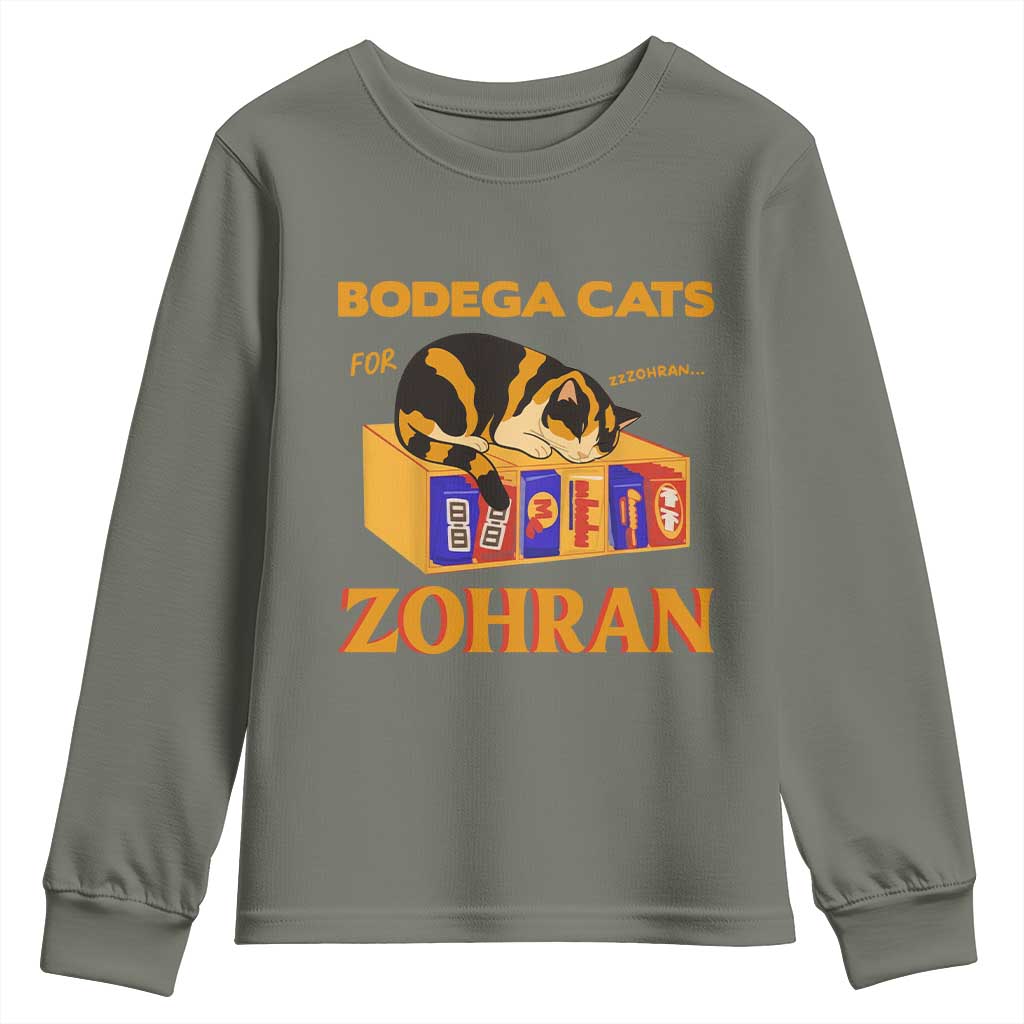 Bodega Cats for Zohran Youth Sweatshirt New York Mamdani Supporter Mayor Cute Cat - Wonder Print Shop