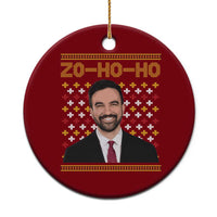 Zo Ho Ho Ugly Christmas Sweater Ceramic Ornament Funny Zohran Mamdani Holiday - Wonder Print Shop