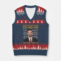 Zo Ho Ho Ugly Xmas Sweater V-Neck Knit Sweater Vest Funny Zohran Mamdani Holiday - Wonder Print Shop