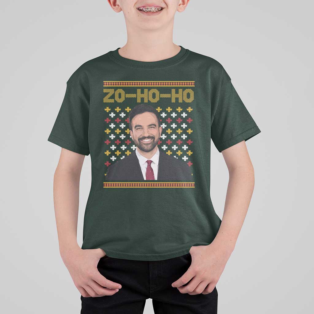 Zo Ho Ho Ugly Christmas Sweater T Shirt For Kid Funny Zohran Mamdani Holiday - Wonder Print Shop