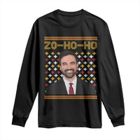 Zo Ho Ho Ugly Christmas Sweater Long Sleeve Shirt Funny Zohran Mamdani Holiday - Wonder Print Shop