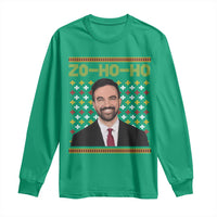 Zo Ho Ho Ugly Christmas Sweater Long Sleeve Shirt Funny Zohran Mamdani Holiday - Wonder Print Shop