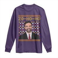 Zo Ho Ho Ugly Christmas Sweater Long Sleeve Shirt Funny Zohran Mamdani Holiday - Wonder Print Shop