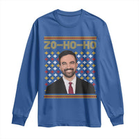 Zo Ho Ho Ugly Christmas Sweater Long Sleeve Shirt Funny Zohran Mamdani Holiday - Wonder Print Shop
