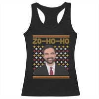 Zo Ho Ho Ugly Christmas Sweater Racerback Tank Top Funny Zohran Mamdani Holiday - Wonder Print Shop