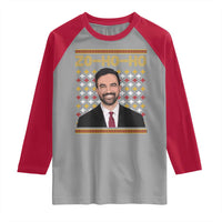 Zo Ho Ho Ugly Christmas Sweater Raglan Shirt Funny Zohran Mamdani Holiday - Wonder Print Shop
