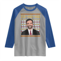 Zo Ho Ho Ugly Christmas Sweater Raglan Shirt Funny Zohran Mamdani Holiday - Wonder Print Shop