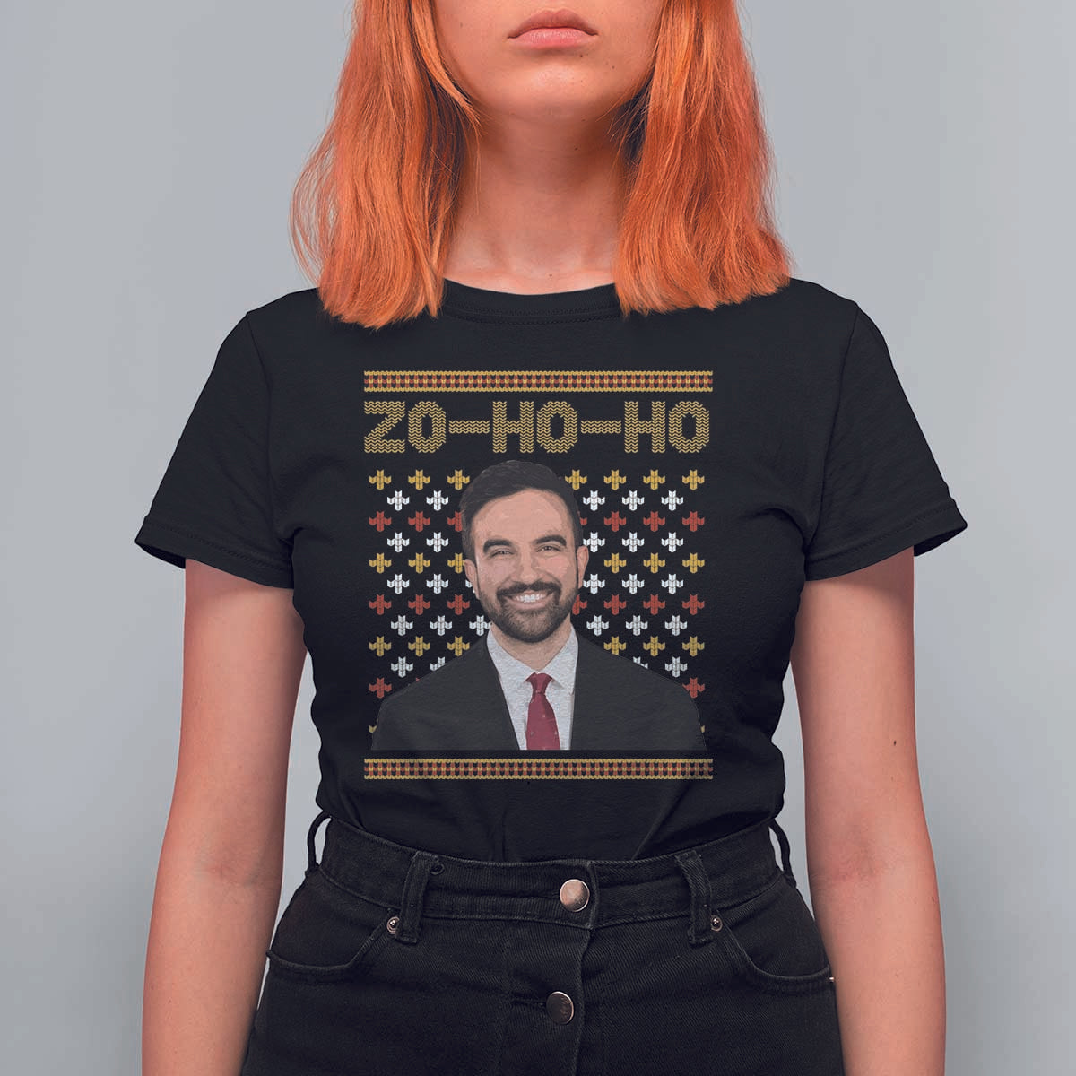 Zo Ho Ho Ugly Christmas Sweater T Shirt For Women Funny Zohran Mamdani Holiday - Wonder Print Shop