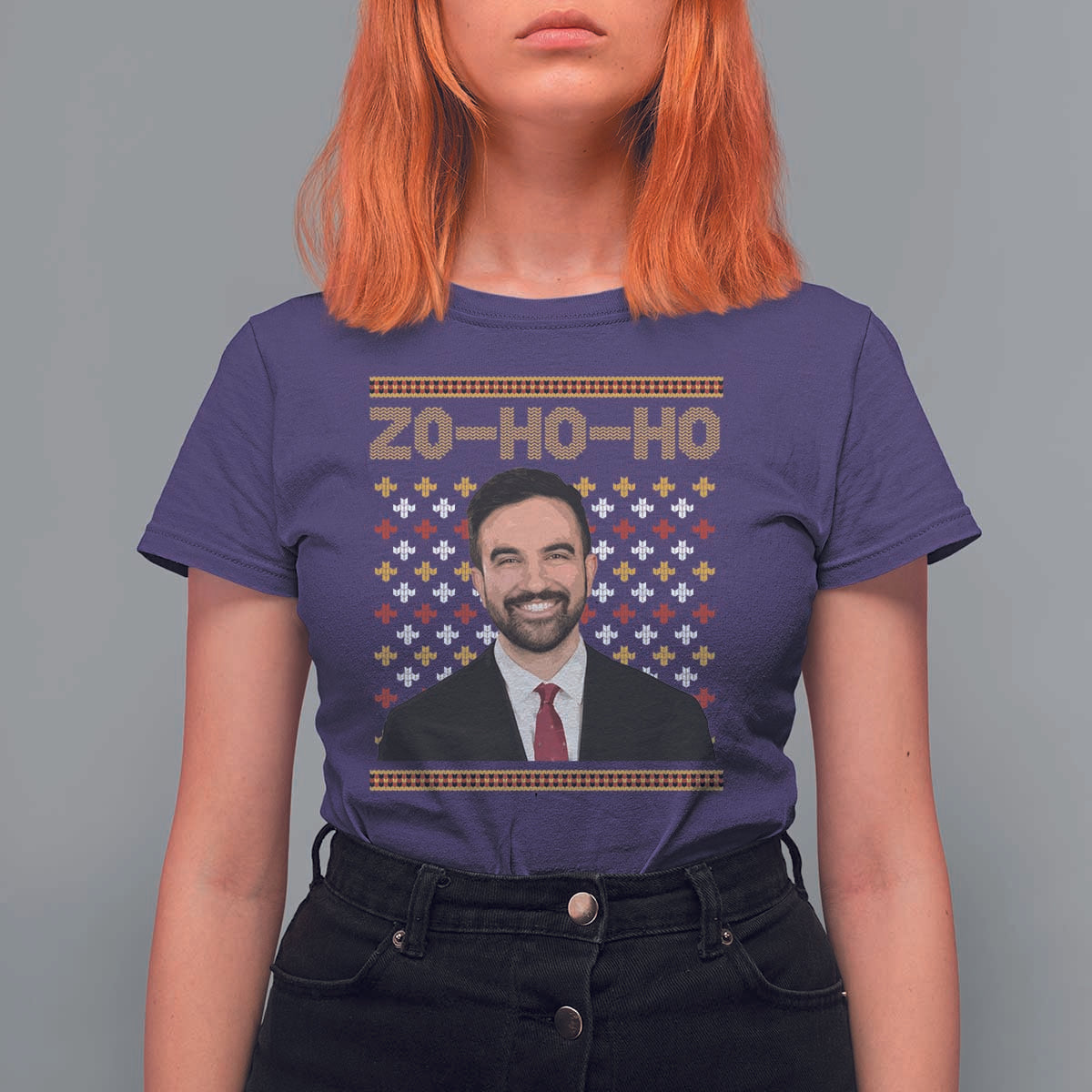 Zo Ho Ho Ugly Christmas Sweater T Shirt For Women Funny Zohran Mamdani Holiday - Wonder Print Shop