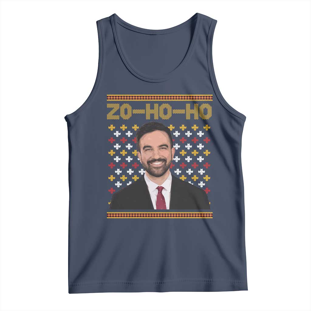 Zo Ho Ho Ugly Christmas Sweater Tank Top Funny Zohran Mamdani Holiday - Wonder Print Shop