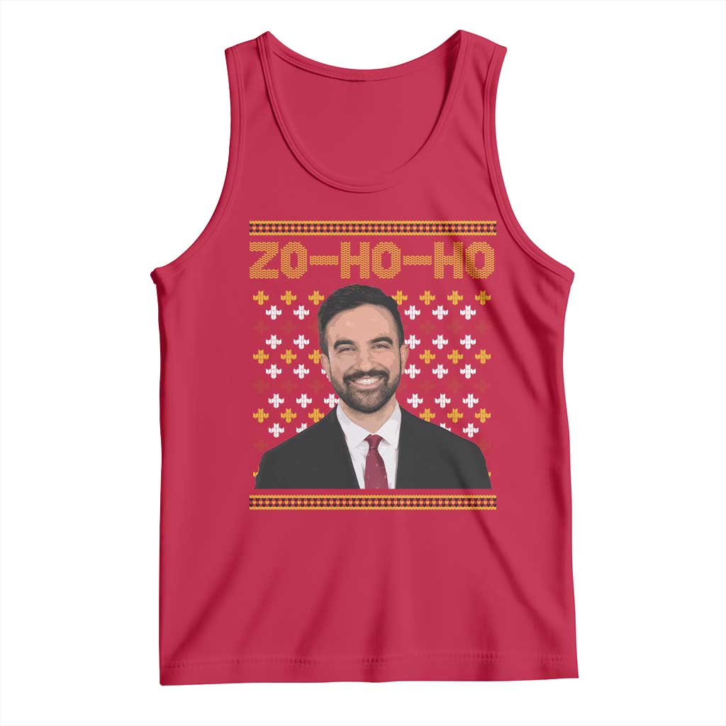 Zo Ho Ho Ugly Christmas Sweater Tank Top Funny Zohran Mamdani Holiday - Wonder Print Shop