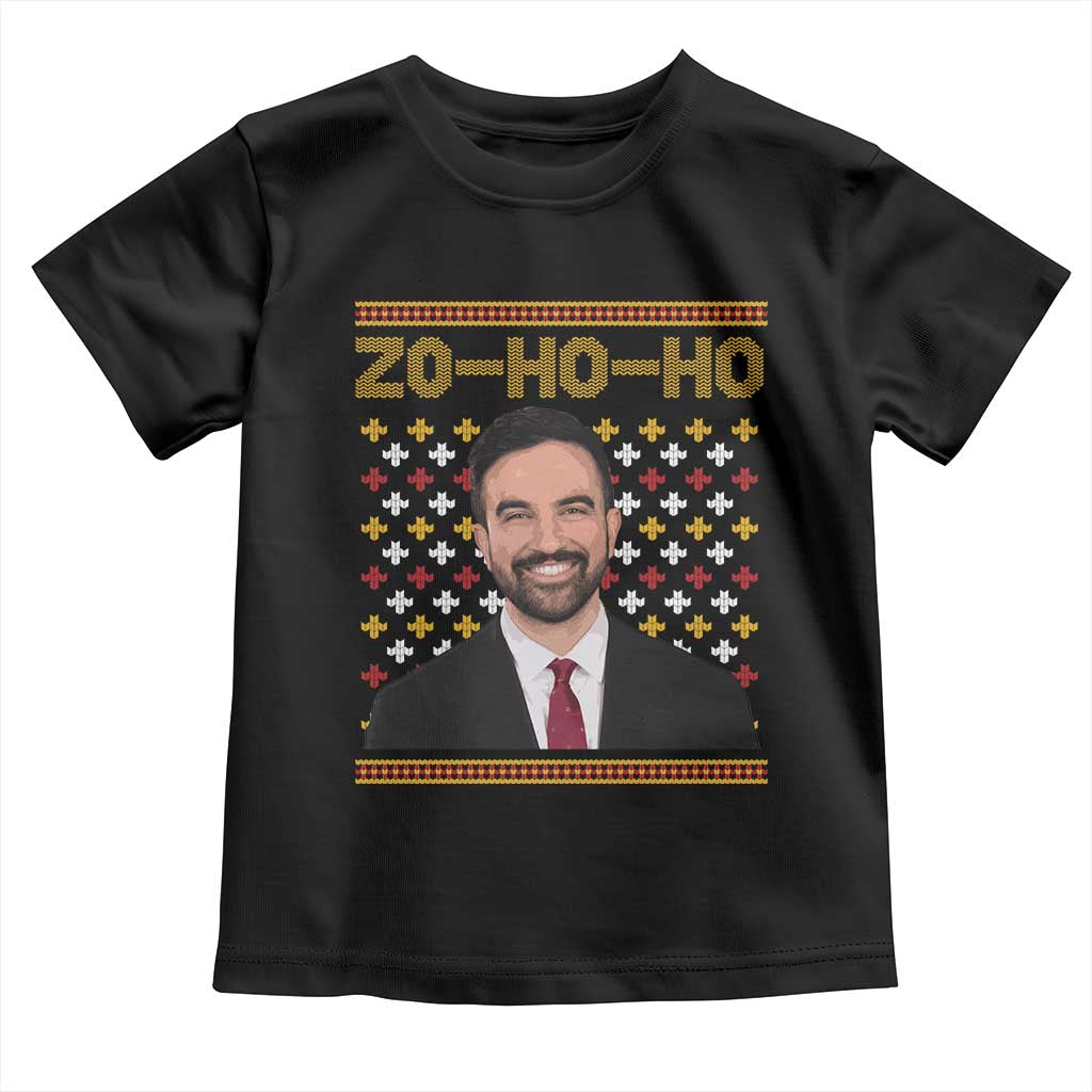 Zo Ho Ho Ugly Christmas Sweater Toddler T Shirt Funny Zohran Mamdani Holiday - Wonder Print Shop