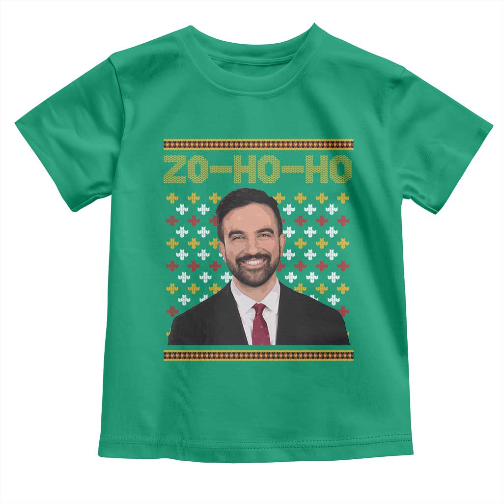 Zo Ho Ho Ugly Christmas Sweater Toddler T Shirt Funny Zohran Mamdani Holiday - Wonder Print Shop