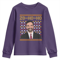 Zo Ho Ho Ugly Christmas Sweater Youth Sweatshirt Funny Zohran Mamdani Holiday - Wonder Print Shop