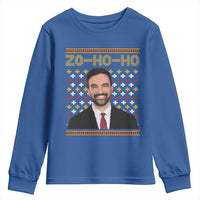 Zo Ho Ho Ugly Christmas Sweater Youth Sweatshirt Funny Zohran Mamdani Holiday - Wonder Print Shop