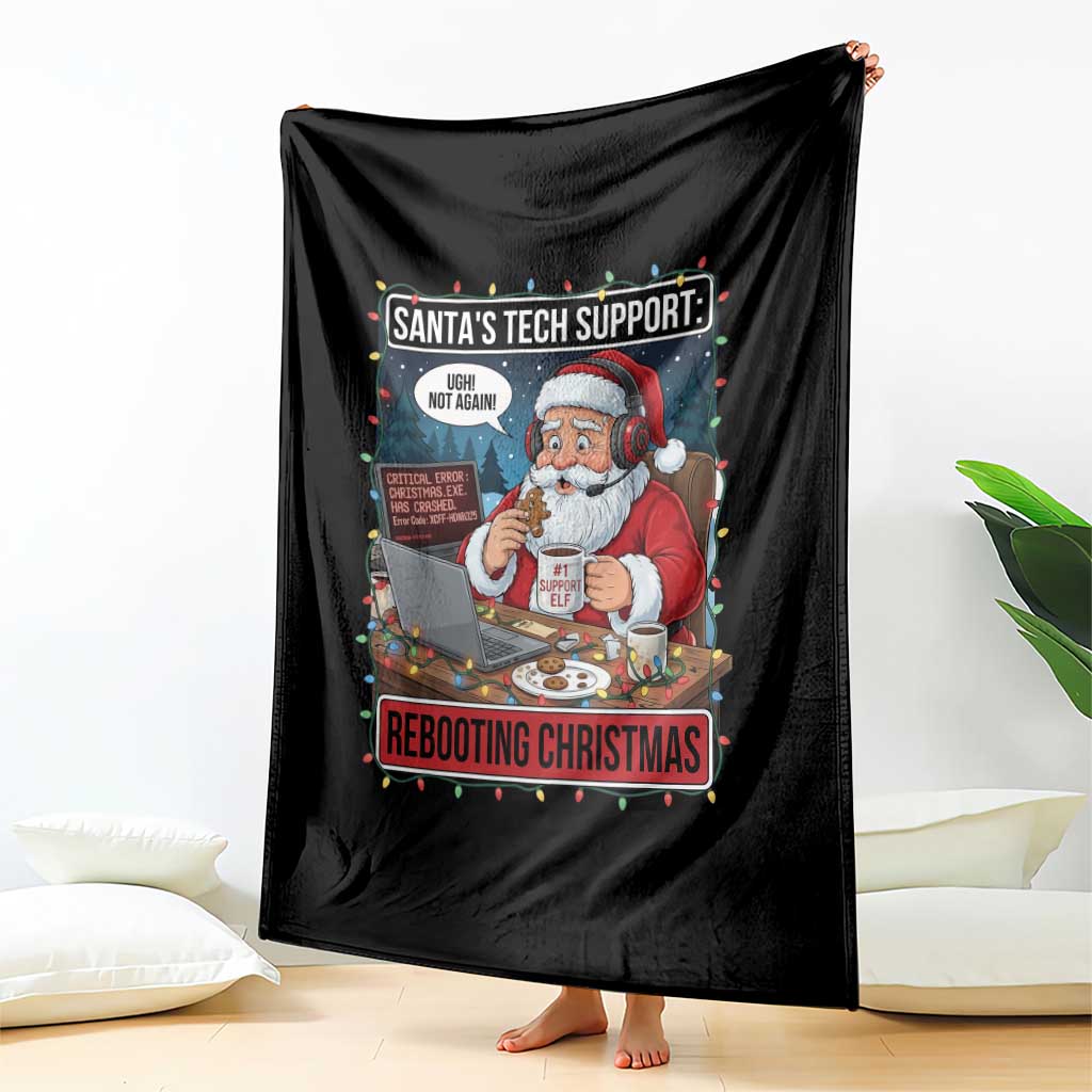 Funny Santa Tech Support Christmas Throw Blanket Rebooting Christmas Geek Humor Gift - Wonder Print Shop