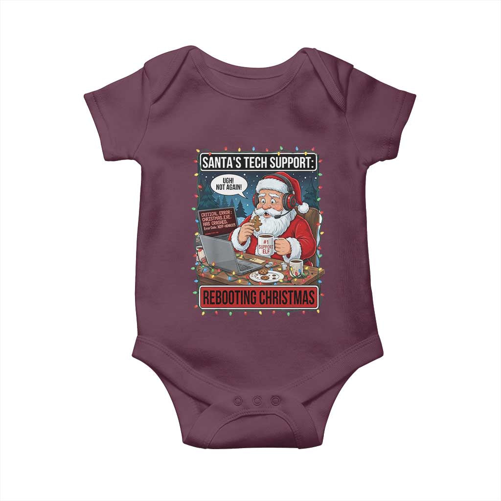 Funny Santa Tech Support Christmas Baby Onesie Rebooting Christmas Geek Humor Gift - Wonder Print Shop