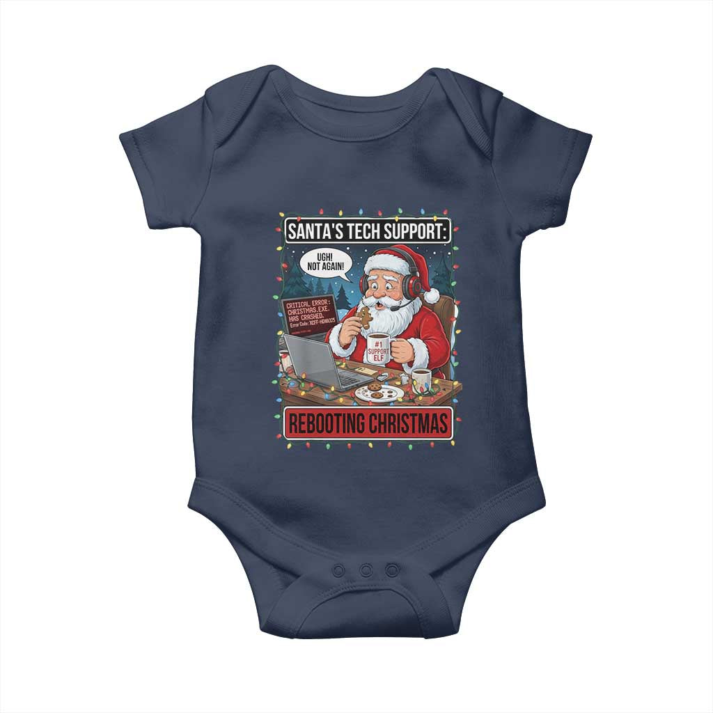 Funny Santa Tech Support Christmas Baby Onesie Rebooting Christmas Geek Humor Gift - Wonder Print Shop