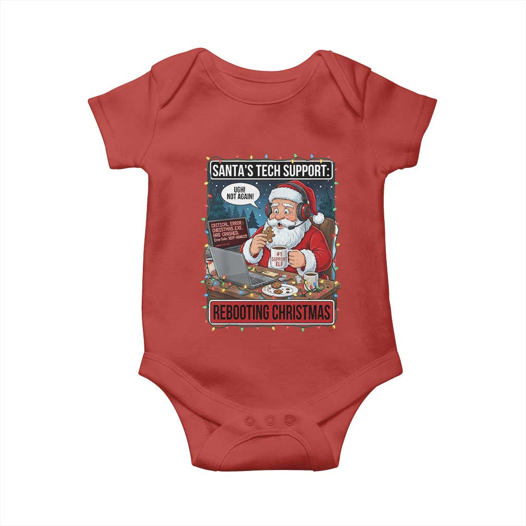 Funny Santa Tech Support Christmas Baby Onesie Rebooting Christmas Geek Humor Gift - Wonder Print Shop