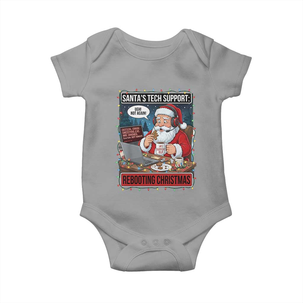 Funny Santa Tech Support Christmas Baby Onesie Rebooting Christmas Geek Humor Gift - Wonder Print Shop