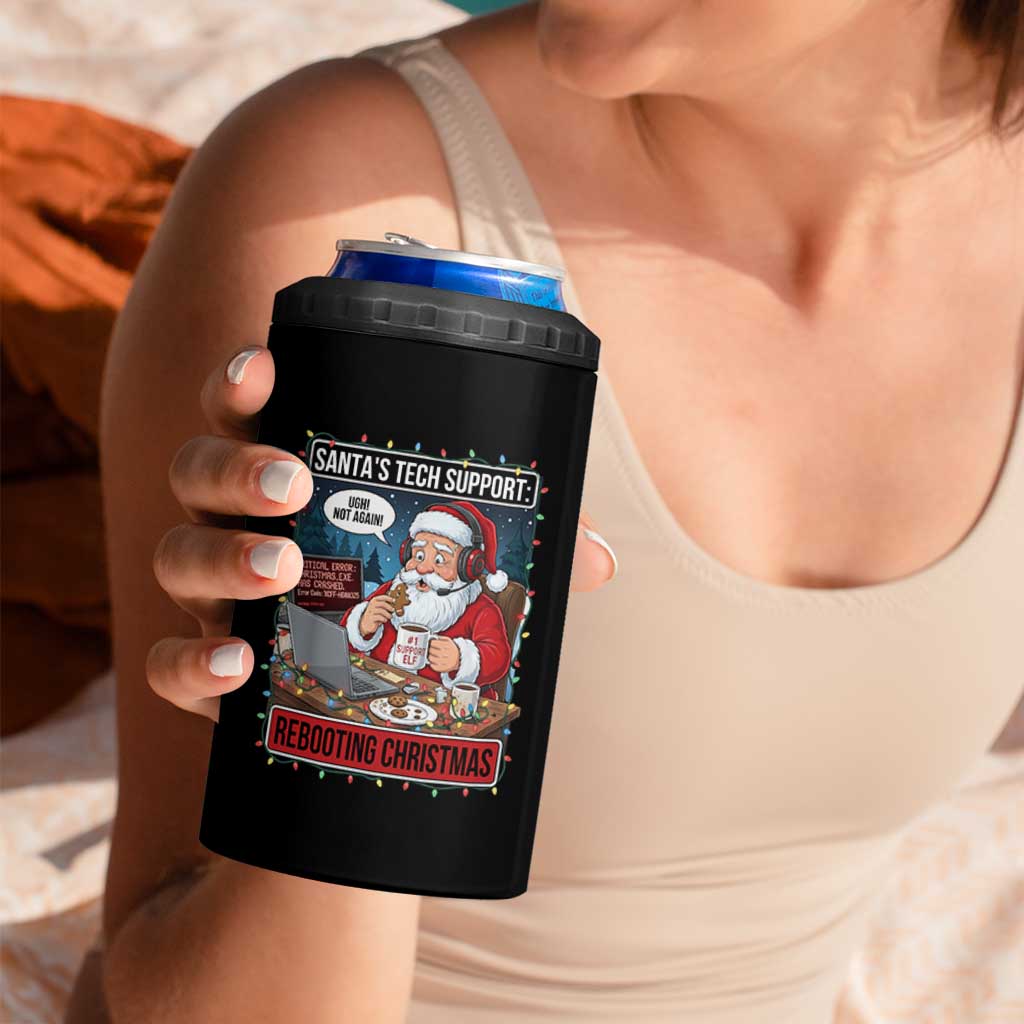 Funny Santa Tech Support Christmas 4 in 1 Can Cooler Tumbler Rebooting Christmas Geek Humor Gift - Wonder Print Shop