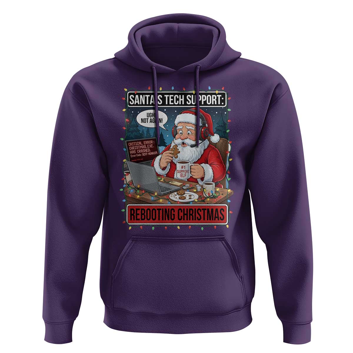 Funny Santa Tech Support Christmas Hoodie Rebooting Christmas Geek Humor Gift - Wonder Print Shop