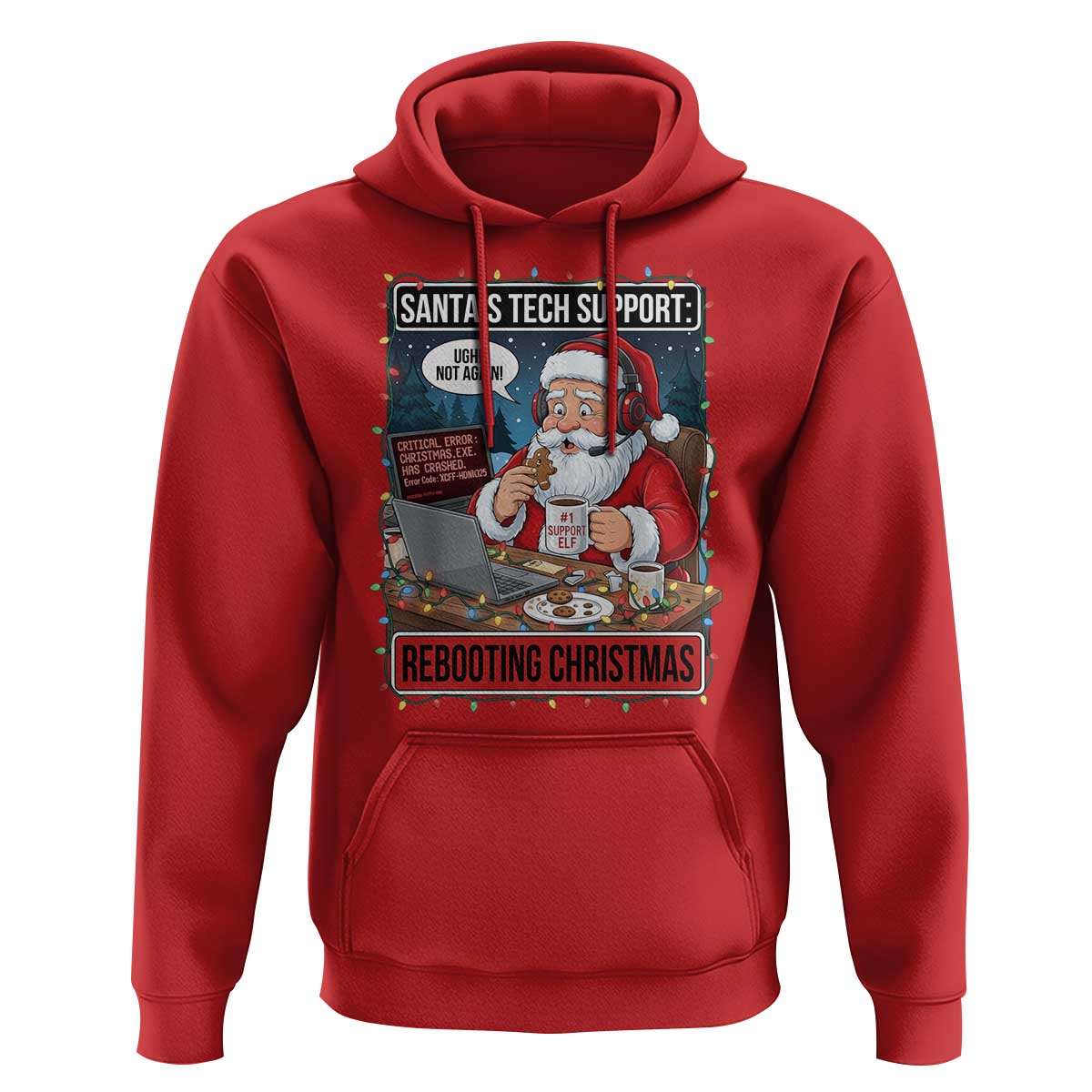 Funny Santa Tech Support Christmas Hoodie Rebooting Christmas Geek Humor Gift - Wonder Print Shop