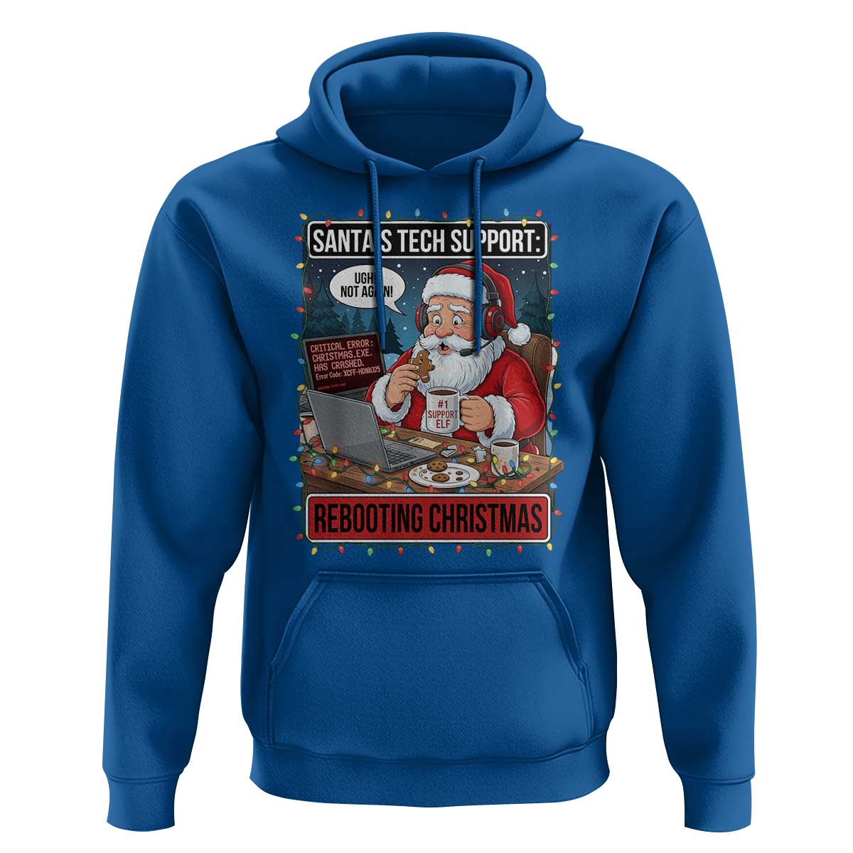 Funny Santa Tech Support Christmas Hoodie Rebooting Christmas Geek Humor Gift - Wonder Print Shop