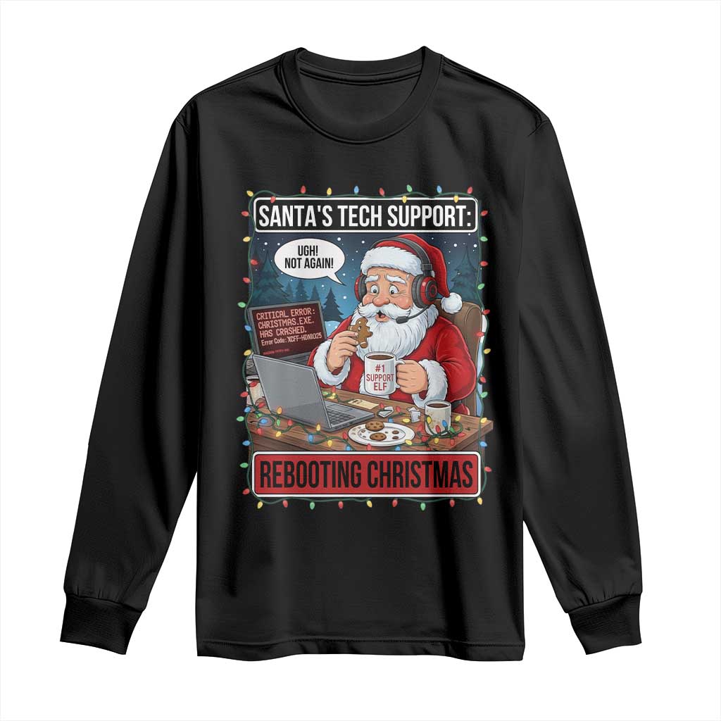 Funny Santa Tech Support Christmas Long Sleeve Shirt Rebooting Christmas Geek Humor Gift - Wonder Print Shop